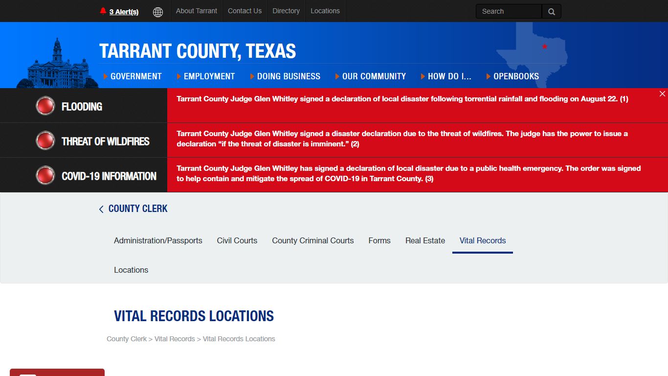 Vital Records Locations - Tarrant County TX